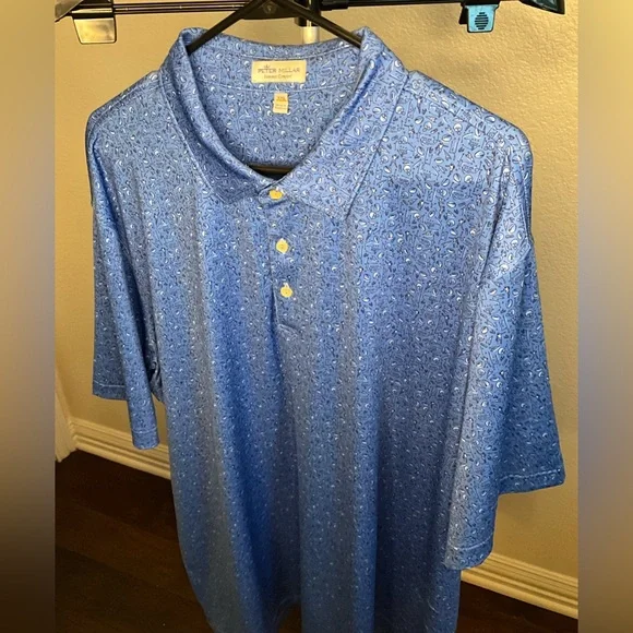 Peter Millar Men's Patterned Blue Polo (Football print) - Picture 5 of 6